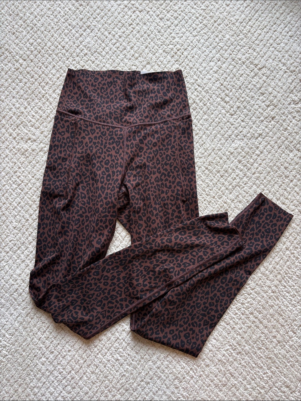 Pink classic Relay High-Waist Leopard Print Leggings - Brown